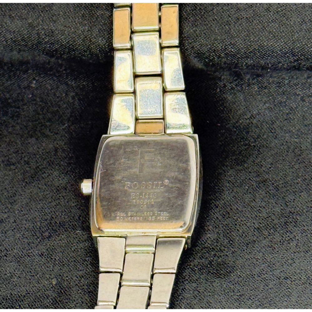 Fossil Watch Womens OS Silver Mother of Pearl Inlay ES-1440 Bracelet Y2K - Picture 2 of 6